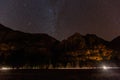 Night view of the upper Yosemite Falls of Yosemite National Park Royalty Free Stock Photo