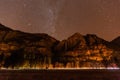 Night view of the upper Yosemite Falls of Yosemite National Park Royalty Free Stock Photo