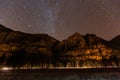 Night view of the upper Yosemite Falls of Yosemite National Park Royalty Free Stock Photo