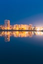 Night View Of Urban Residential Area Overlooks To City Lake Or River Royalty Free Stock Photo