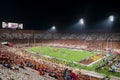 Night view of USC marching band in the football field