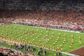 Night view of USC marching band in the football field