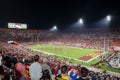 Night view of USC marching band in the football field