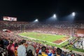 Night view of USC marching band in the football field