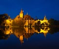 Night view of Vajdahunyad castle in Budapest