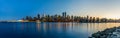 Night view of Vancouver downtown skyline panorama after sunset. British Columbia, Canada. Royalty Free Stock Photo