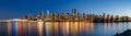 Night view of Vancouver downtown skyline panorama after sunset. British Columbia, Canada. Royalty Free Stock Photo