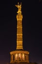 Night view of the Victory Column in Berlin Royalty Free Stock Photo