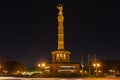 Night view of the Victory Column in Berlin Royalty Free Stock Photo