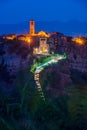 Night view of the village of Civita di Bagnoregio Royalty Free Stock Photo