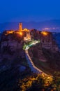 Night view of the village of Civita di Bagnoregio Royalty Free Stock Photo