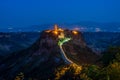 Night view of the village of Civita di Bagnoregio Royalty Free Stock Photo