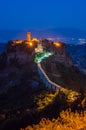 Night view of the village of Civita di Bagnoregio Royalty Free Stock Photo