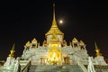 Night view of Wat Traimit Temple of the Golden Buddha in Bangkok`s Chinatown