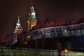 Night view of Wawel castle in Cracow. Poland Royalty Free Stock Photo