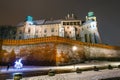 Night view of Wawel Castle in Krakow, one of the most famous landmark in Poland Royalty Free Stock Photo