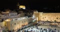 Night view on Western Wall in Old City of Jerusalem Royalty Free Stock Photo