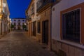 Night view of white street in the old town of Spanish city Ronda... Royalty Free Stock Photo