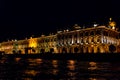 Night view of Winter Palace in St. Petersburg, Russia. View from the Neva river Royalty Free Stock Photo