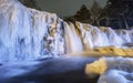 night view of winter waterfall Royalty Free Stock Photo