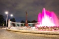 Night view of World War Fountain and Heroes Monument of Red Army on Schwarzenbergplatz Royalty Free Stock Photo