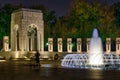 Night view of the World War II Memorial, Washington, D.C. Royalty Free Stock Photo