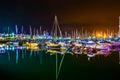 night view of yachts anchoring in the marina in alicante, spain...IMAGE