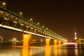 Night view of Yangtsze (Changjiang) Bridge Wuhan China