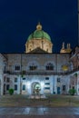 Night view of yard of Palazzo del Broletto in Italian city Brescia