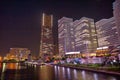 Night view of Yokohama, where there are canals, skyscrapers, Ferris wheels, etc