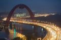 Night view on Zhivopisny Bridge