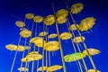 Night view of the Zongolopoulos Umbrellas in Thessaloniki, Greece Royalty Free Stock Photo