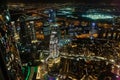 Night views of Dubai from Burj Khalifa, U.A.E. Royalty Free Stock Photo