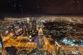 Night views of Dubai from Burj Khalifa, U.A.E. Royalty Free Stock Photo