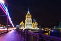 Night views of Moscow, hotel Ukraine Royalty Free Stock Photo