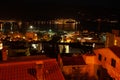 Night views from the mountain to the city of Budva, Montenegro. Night Panorama of the city of Budva for publication Royalty Free Stock Photo