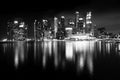 Night views of Singapore, Marina Bay panorama Royalty Free Stock Photo