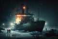 night views of standing in harbor icebreaker and ships