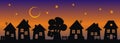 Night village, group of houses, vector illustration Royalty Free Stock Photo