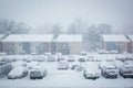 Night village under heavy snow storm Royalty Free Stock Photo