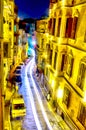 Night vintage street view in old town colorful painting looks like picture