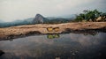 Night vision glasses with the water reflection covered by the natural background view Royalty Free Stock Photo