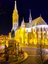 The night visit of Fisherman`s Bastion with its main landmarks, Budapest, Hungary Royalty Free Stock Photo