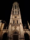 Bell tower of Saint-Germain-l`Auxerrois Church in Paris