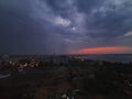 Night Volgograd Russia skyline aerial view