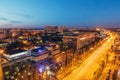 Night Voronezh cityscape from rooftop of Leninskiy Prospect