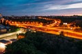 Night Voronezh cityscape. Transport junction, aerial view Royalty Free Stock Photo