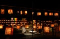 Night of votive lanterns at the Japanese temple, Kyoto Japan. Royalty Free Stock Photo