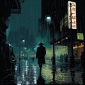 Rainy Night Adventure: A Manapunk Noir Comic With Cowboy Imagery