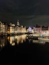 Night waterway in amsterdam Royalty Free Stock Photo